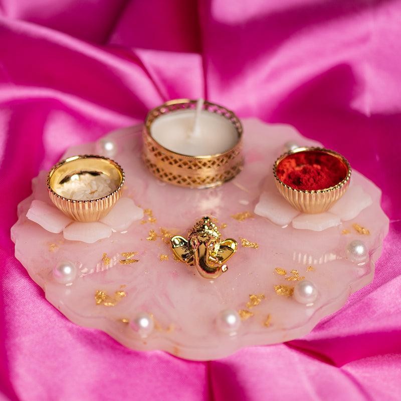 Ganesha Floral Resin Pooja Thali