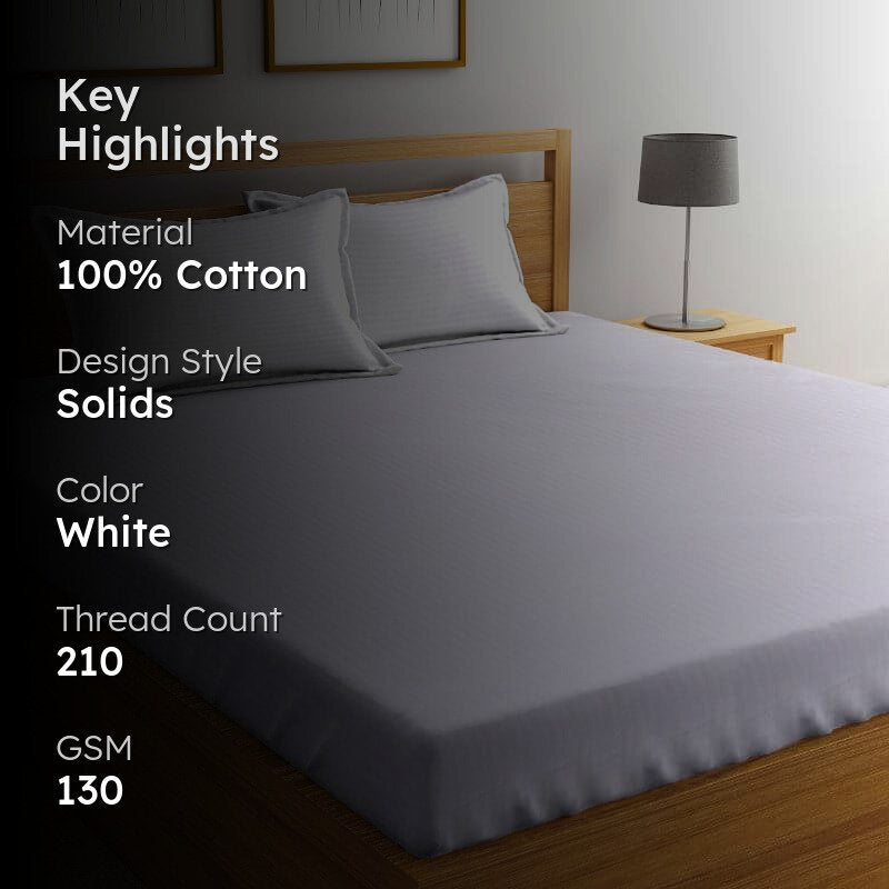 Duesa Striped Bedsheet (White) - 210 TC media 2