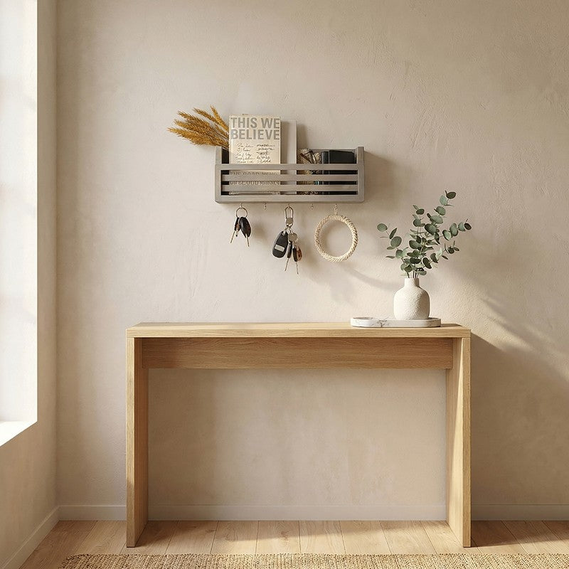 Chhatri Wooden Wall Shelf Organiser with Key Holders