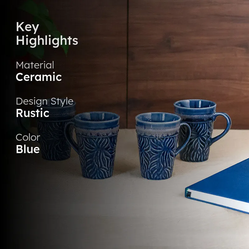 Ceramuse Ceramic Coffee Mug (300 mL Each/Deep Blue) - Set of Six media 2