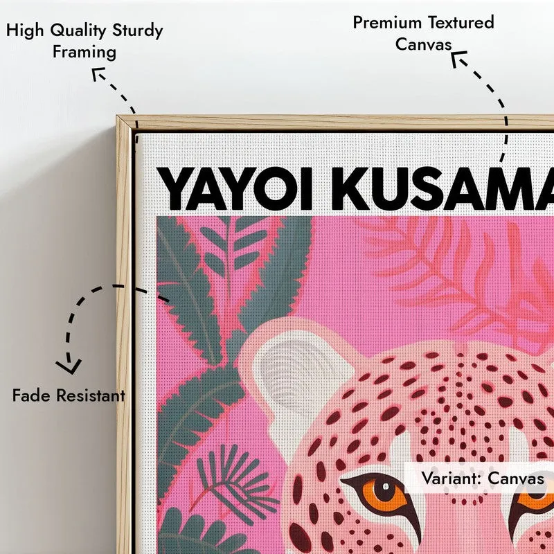 Sweet Cheetah Inspired by Yayoi Kusama Archival Canvas Wall Art - Natural Brown Frame media 6