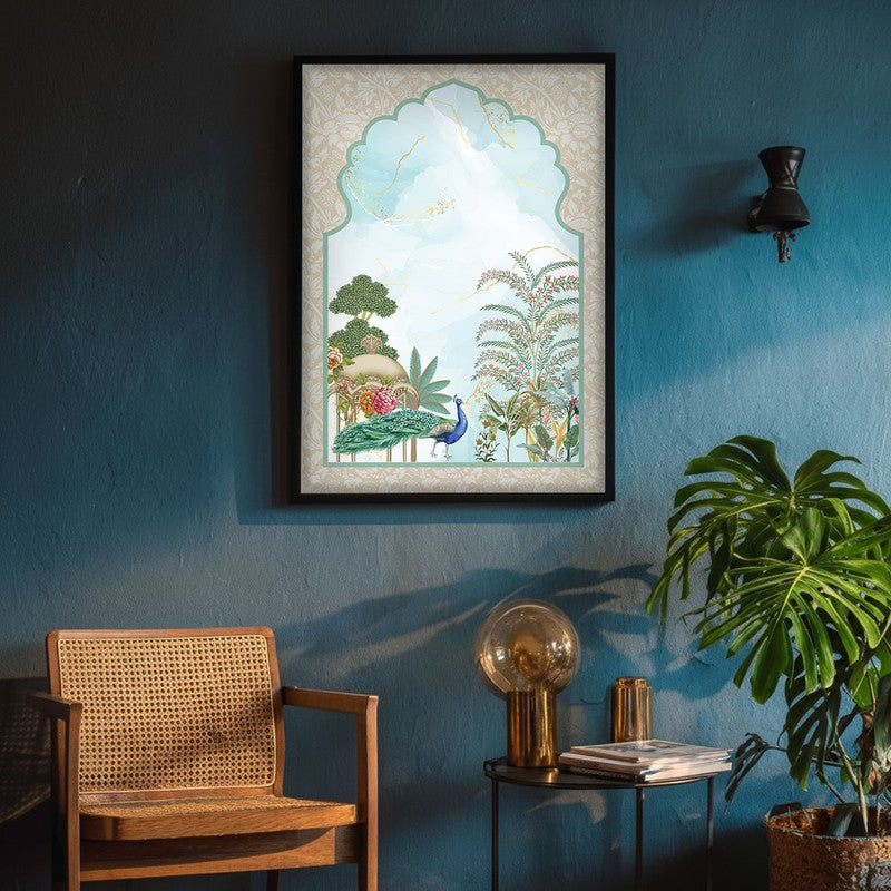 Imperial Garden Framed Jharokha Canvas Wall Painting media 4