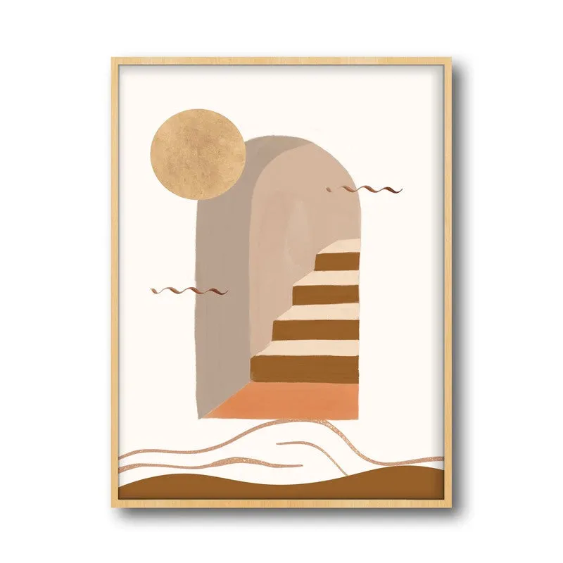 Steps to Serenity Canvas Wall Painting With Brown Frame media 3