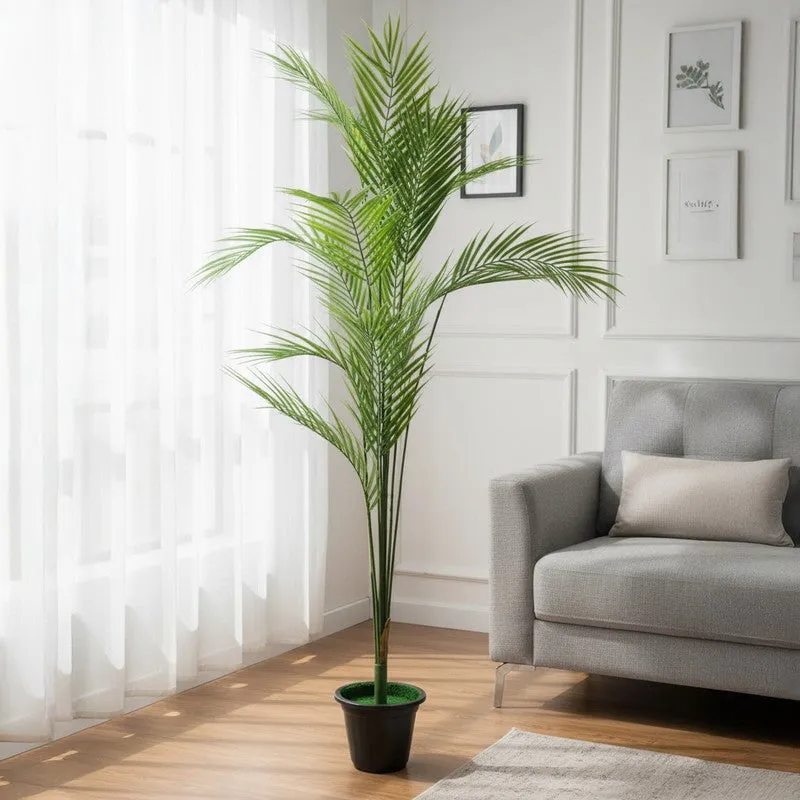 SilkaLeaf Areca Palm Artificial Plant With Black Plastic Pot - 3.9 Feet media 3