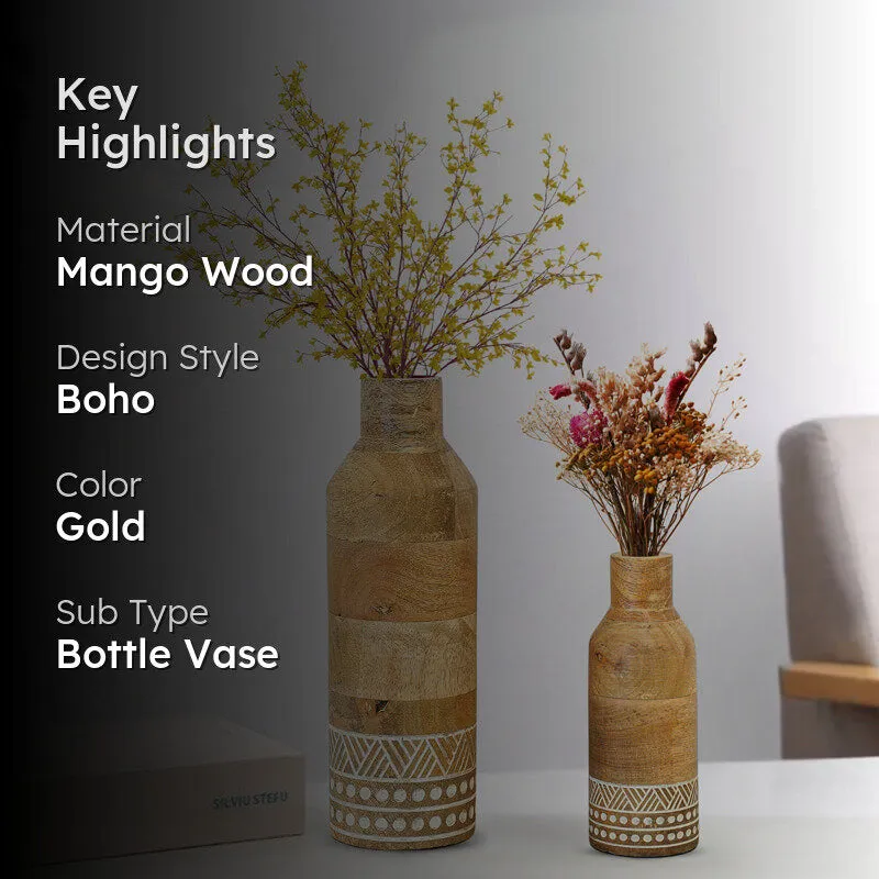 Florium Mango Wood Vase - Set Of Two media 2