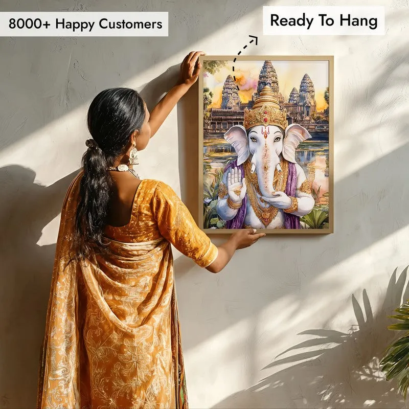 Mangalamurti Spiritual Archival Paper Wall Painting - Natural Brown Frame media 7