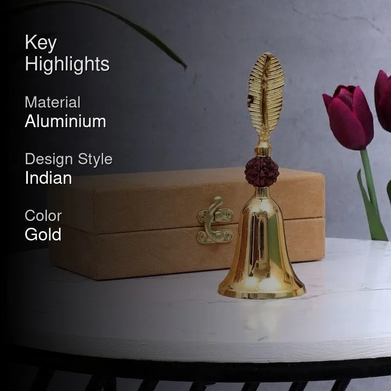 Temple Ritual Aluminium Pooja Bell - Gold media 2