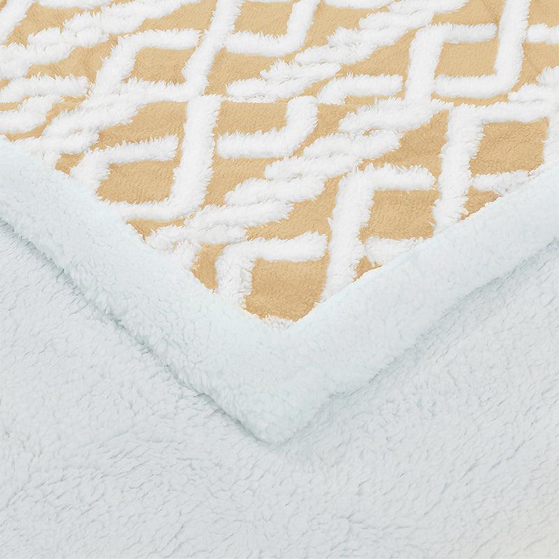 Oriella Geomatric Faux Fur Blanket (Beige)  - 210 GSM media 4