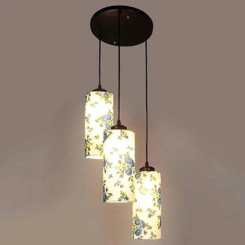 Cylentra Triple Metal Ceiling Lamp - White & Blue media 5