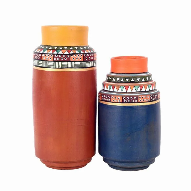 Bhumika Tribal Terracotta Vase - Set Of Two media 3