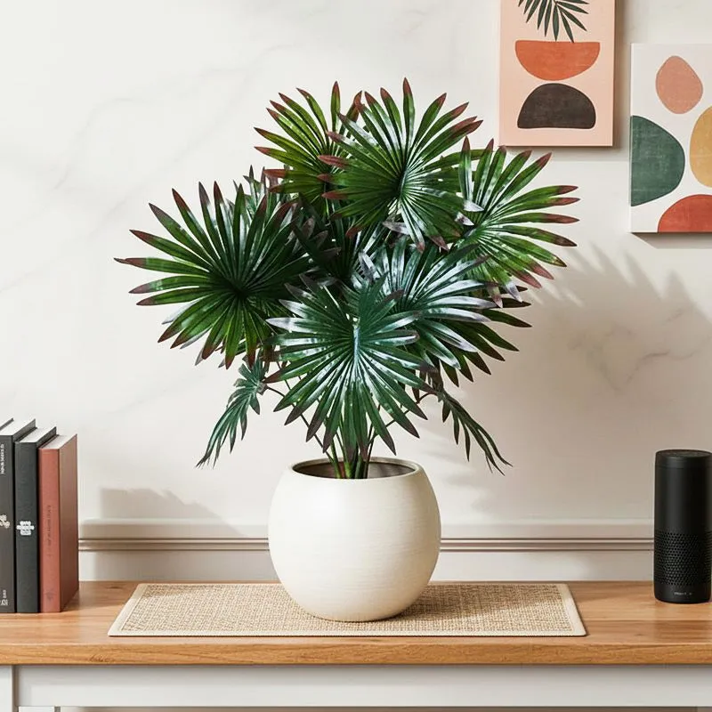 Faux Fan Palm With Black Plastic Pot - 58 cm media 1