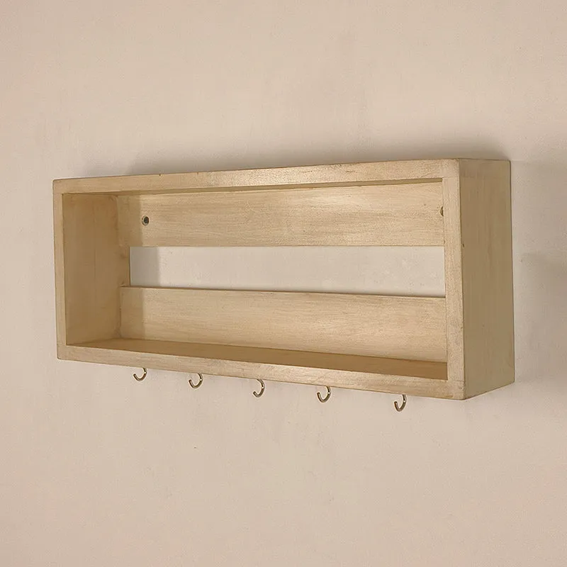 Kaiiro Wooden Wall Shelf Organiser with Key Holders media 5