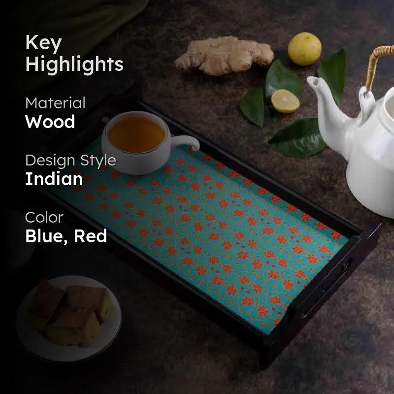 Magnate Mughal Green Wooden Tray media 2