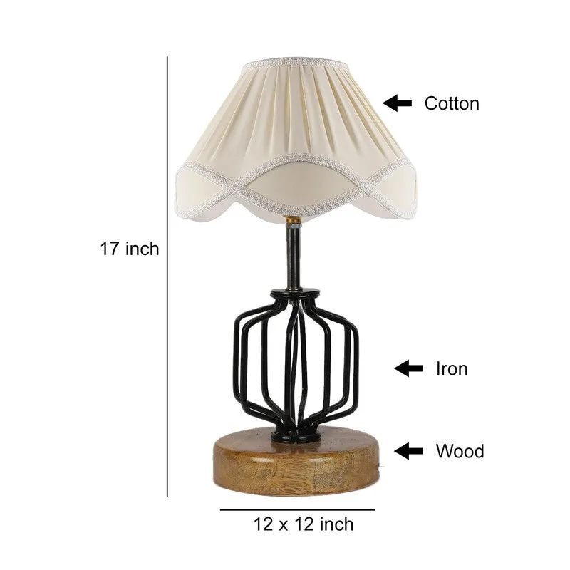Auralynva Cotton Table Lamp With Wooden Base - Ivory media 9