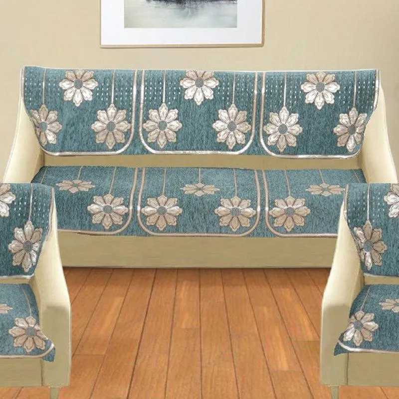 Mitha Floral Sofa Cover (Turquoise) media 3