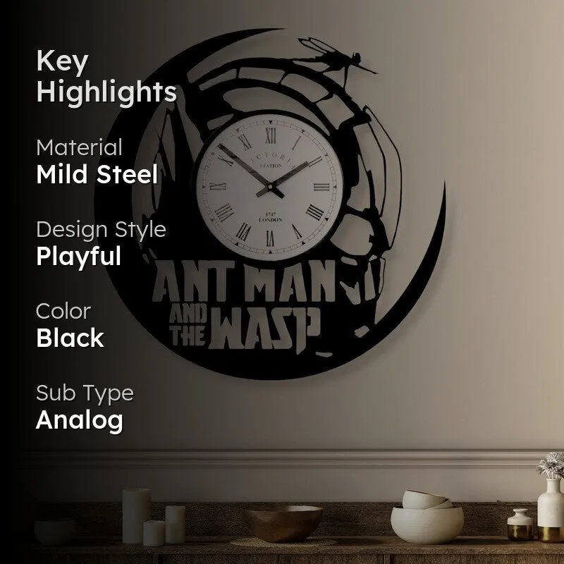 Ant Man Steel Analog Wall Clock - Black media 2