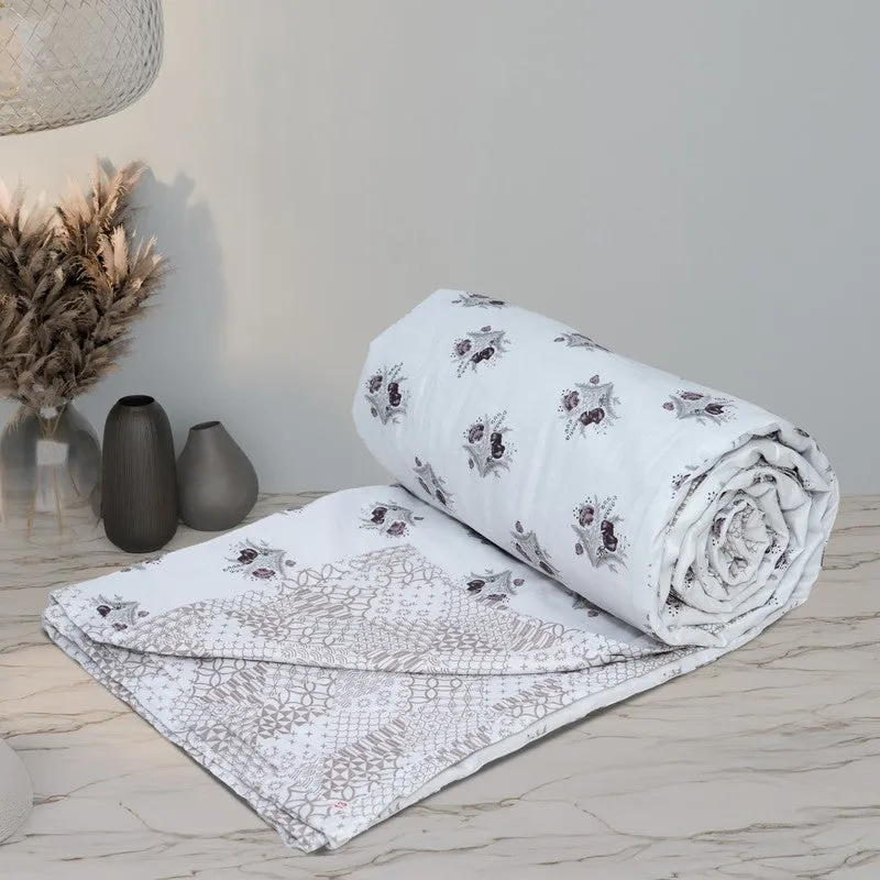 Tiny Bloom Reversible Cotton Dohar (Brown,White) - 120 GSM media 4