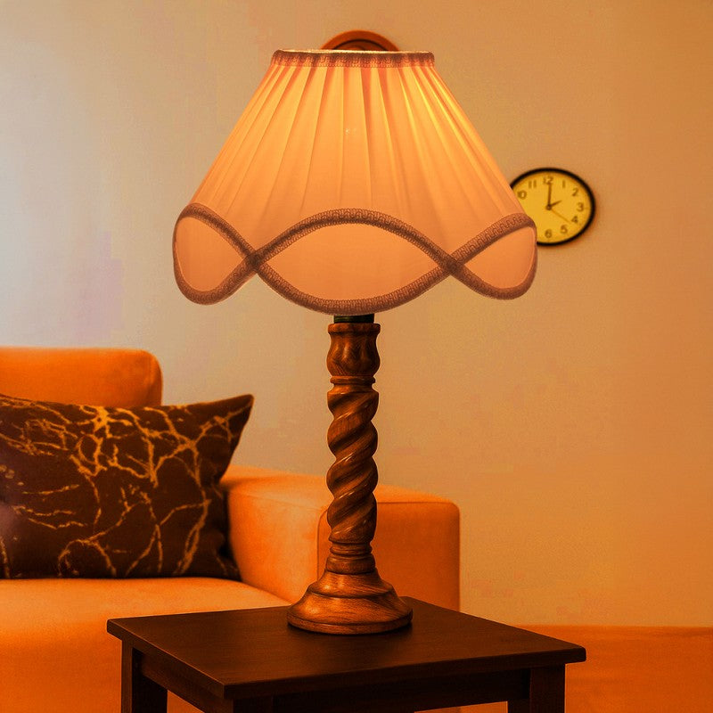 Elvane Myra Wooden Table Lamp - White