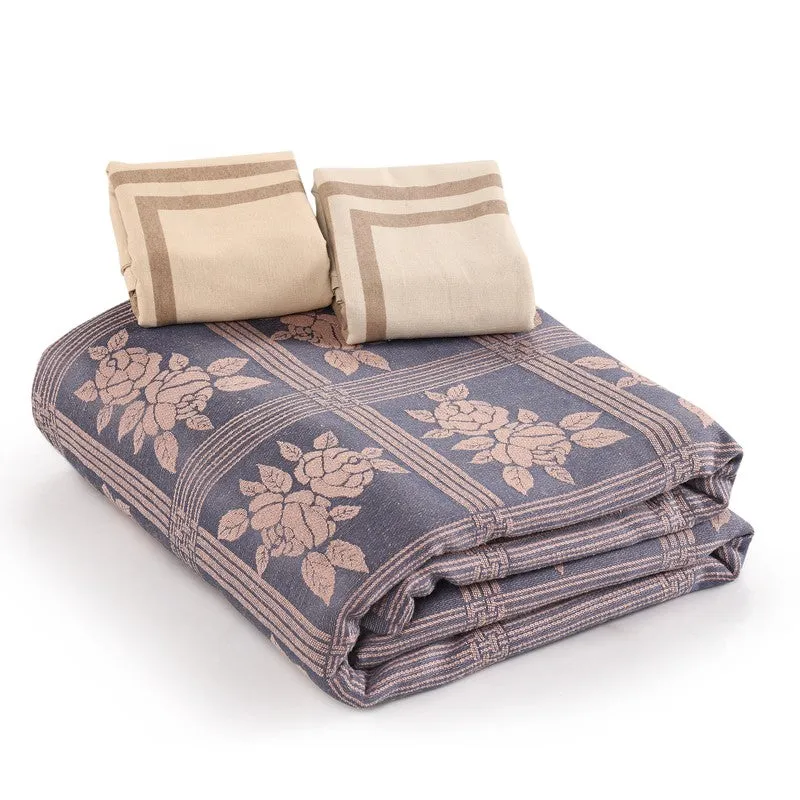 Petal Grid Cotton Bedsheet (Purple) - 224 TC media 5
