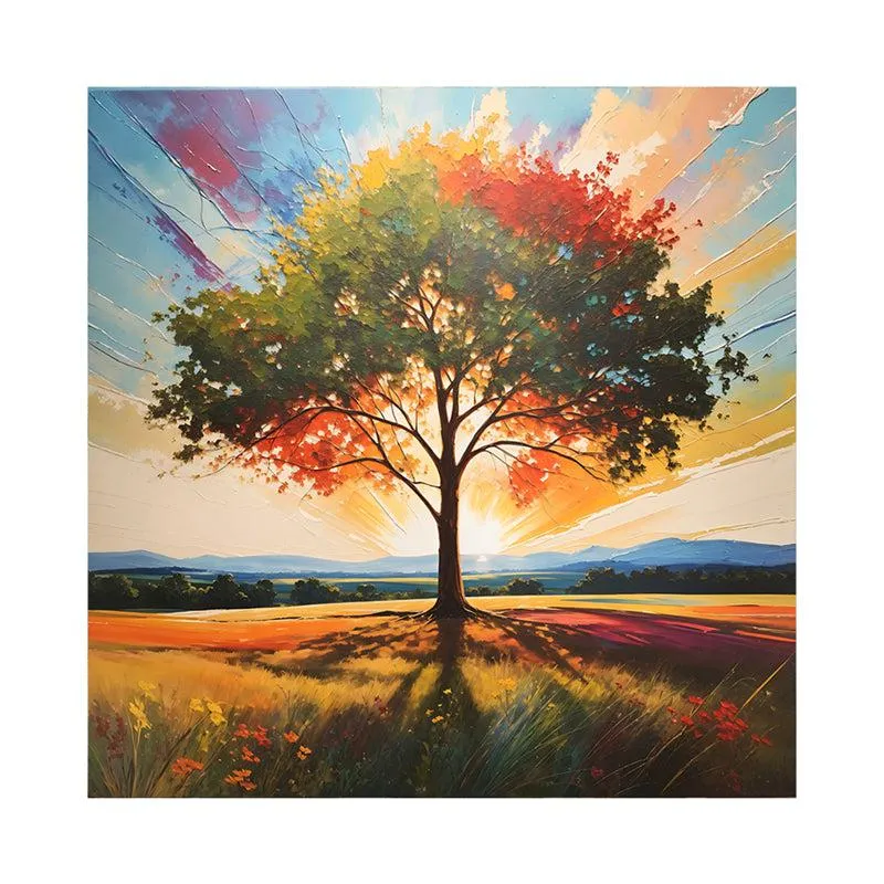 Sunlit Radiant Tree Wall Painting media 4