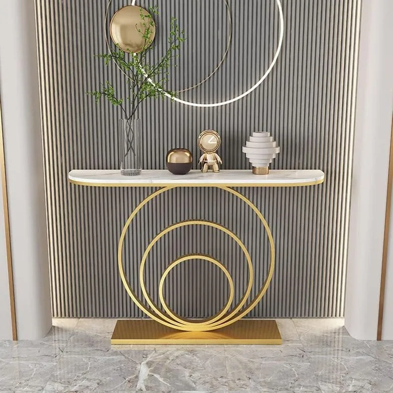Elegant Metal Console Table with Marble Top - Large media 3