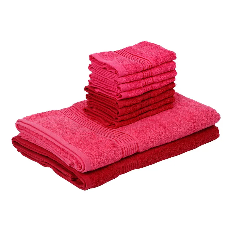 Comfora Bath & Face Towel Set (Pink,Red) - Ten Piece Set media 4
