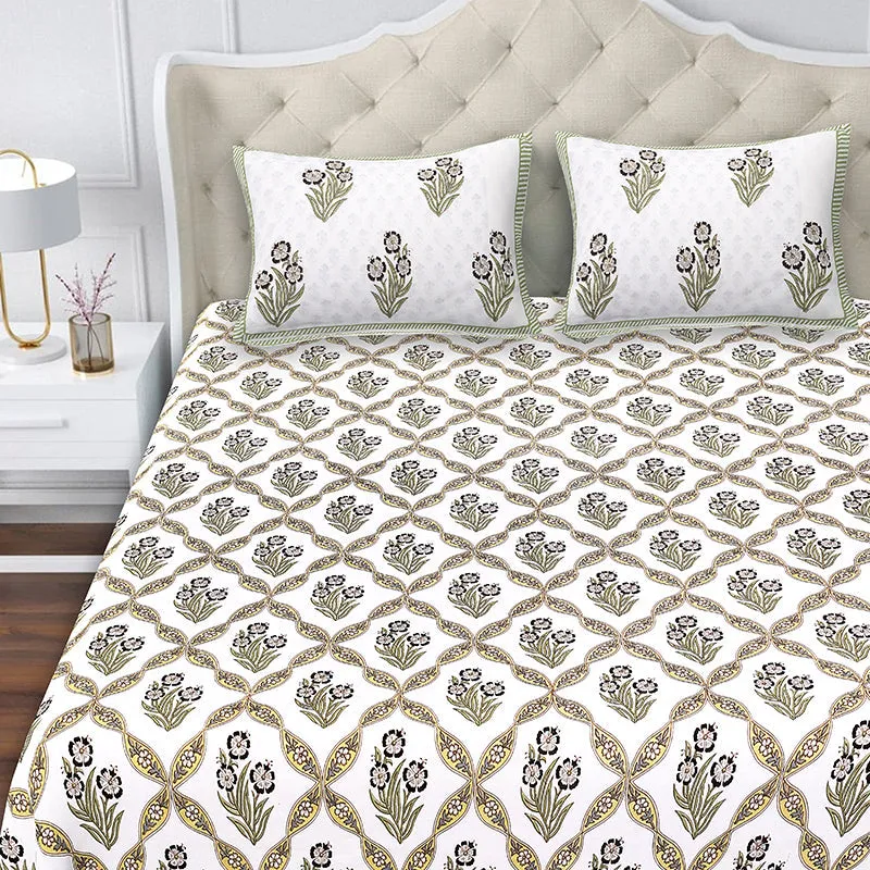 Malati Cotton Bedsheet (Dark Grey, Light Yellow) - 180 TC media 4