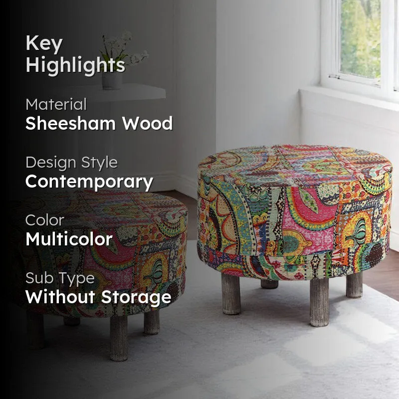 Jrixon Sheesham Wooden Ottomans (Multicolor) - Set Of Two media 2