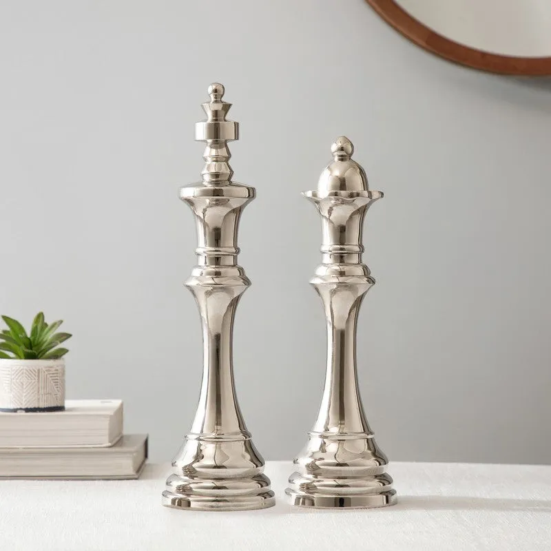 Chess Aluminum Showpiece (Silver) (Large) - Set Of Two media 1