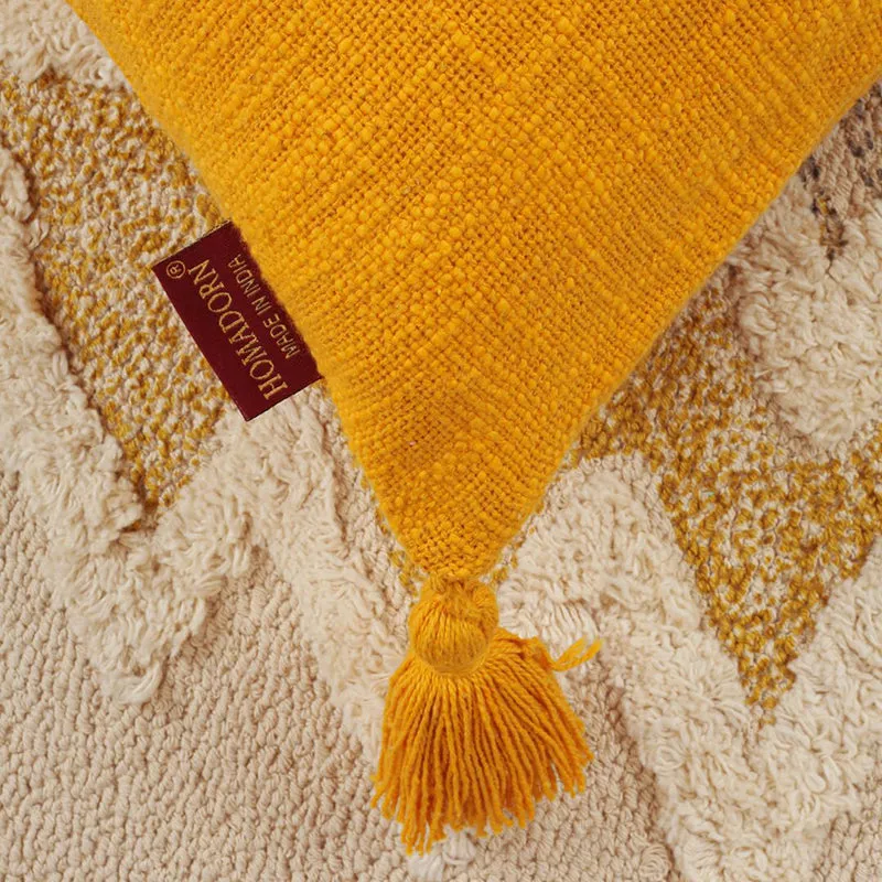 Claira Solid Cushion Cover (Mustard Yellow) - Set Of Two media 4