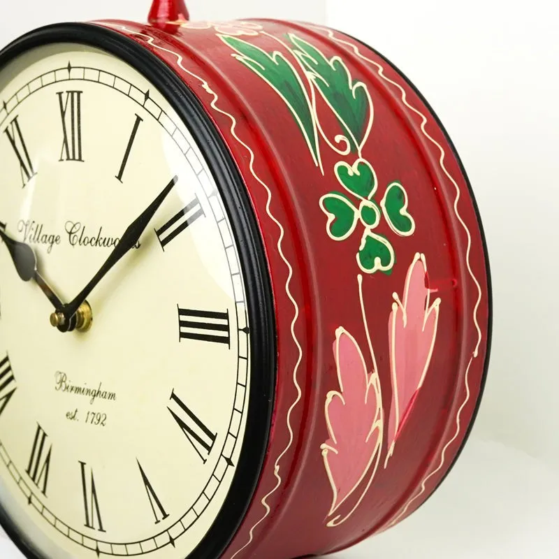 Ruby Reverie Hand-Painted Iron Wall Clock media 5