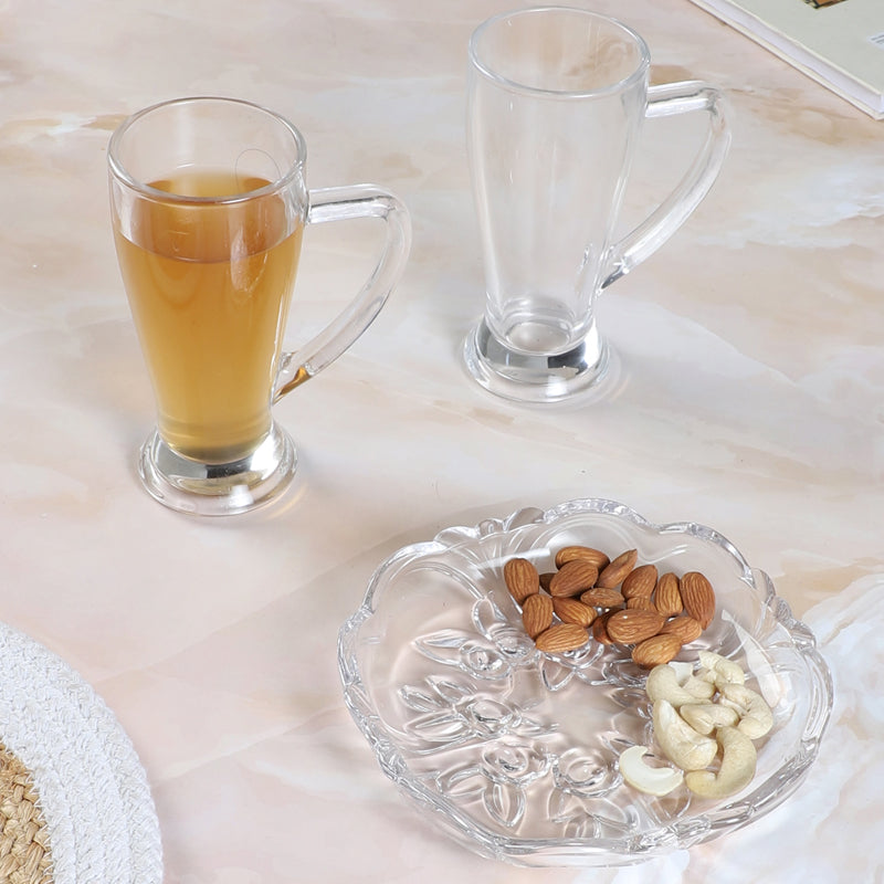 Gratian (250 ML) Beer Glass & Snack Plate Combo - Three Piece Set