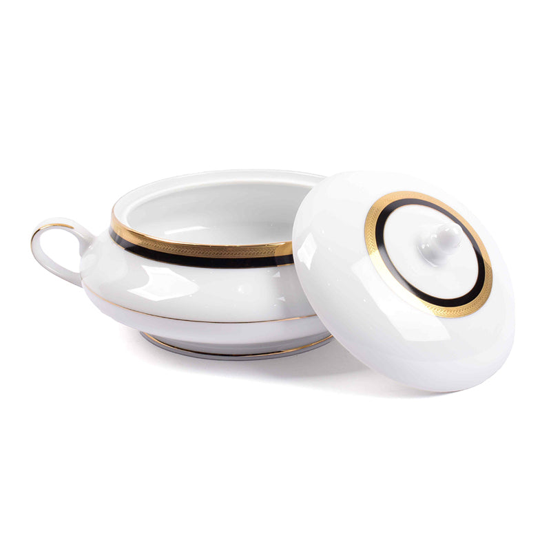 Vienna  24k Gold Brushed Porcelain Dinner Set (Blue) - 41 Piece Set media 9