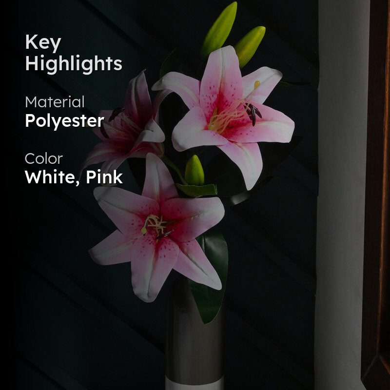 Faux Everlasting Lily Flower Stick - Light Pink media 2