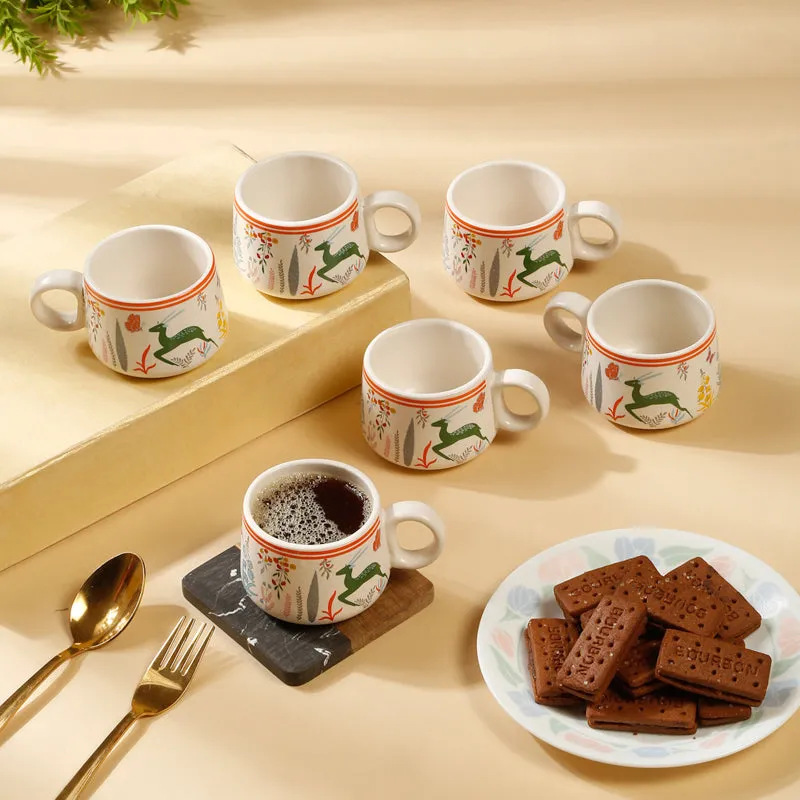 Warli Ceramic,Stoneware Tea Cup (120 mL Each) - Set Of Six media 1