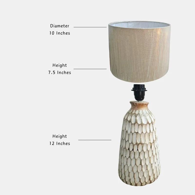 Sajira Wooden Table Lamp - White,Beige media 8