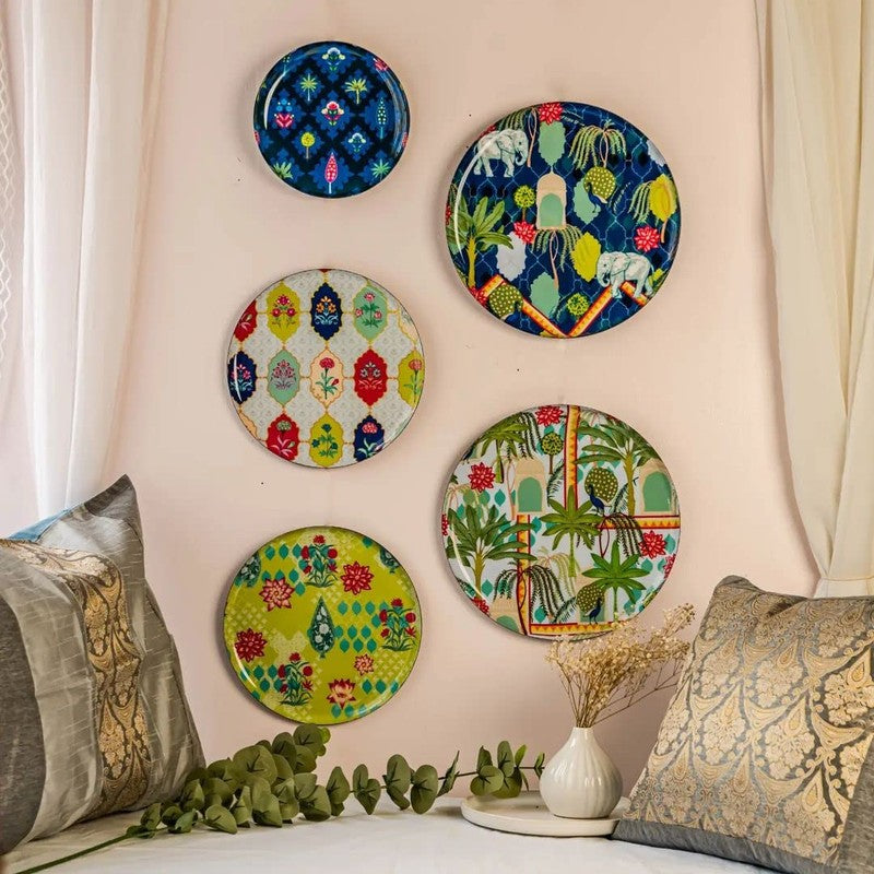 Botanical Print Round Metal Wall Plates - Set Of Five media 5