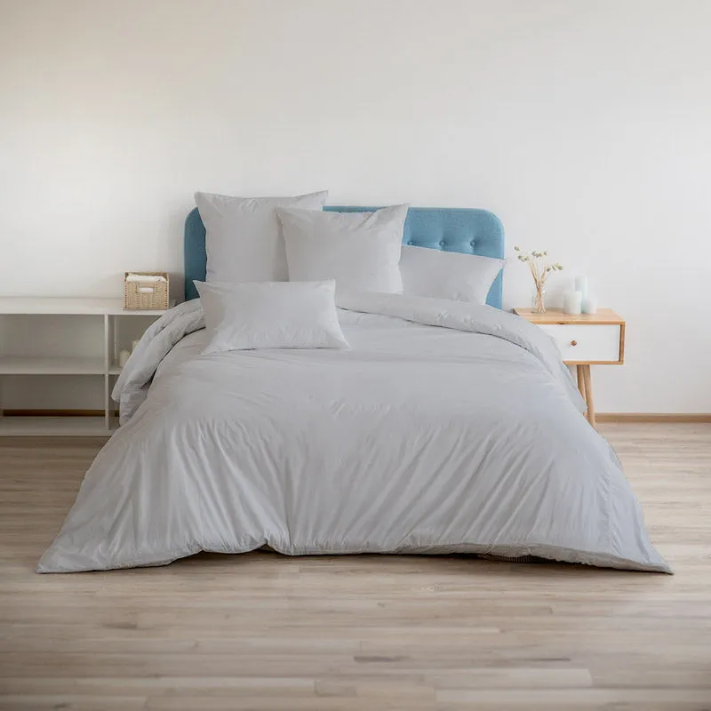 Elisima 100% Cotton Satin Weave Solid Duvet Cover - Grey media 1