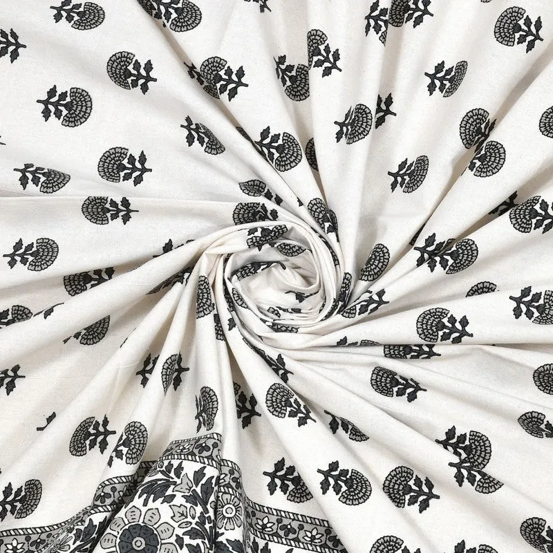 Bloomel Cotton Bedsheet (Grey,White) - 240 TC media 5