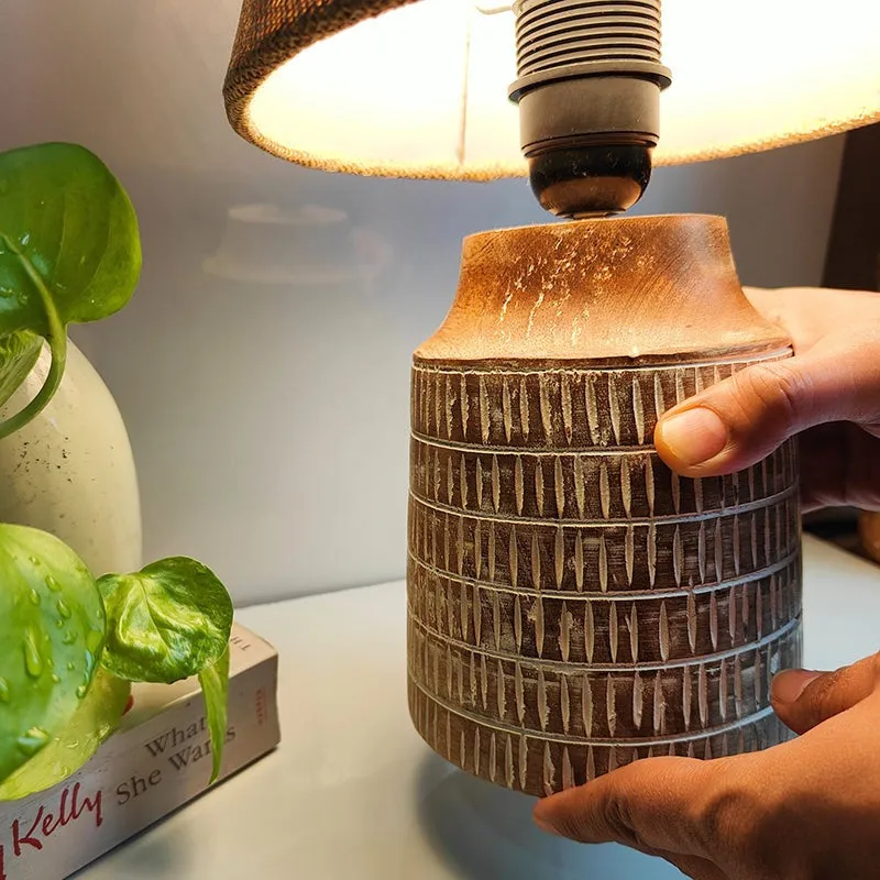 Ember Carve Wooden Table Lamp - Brown media 7