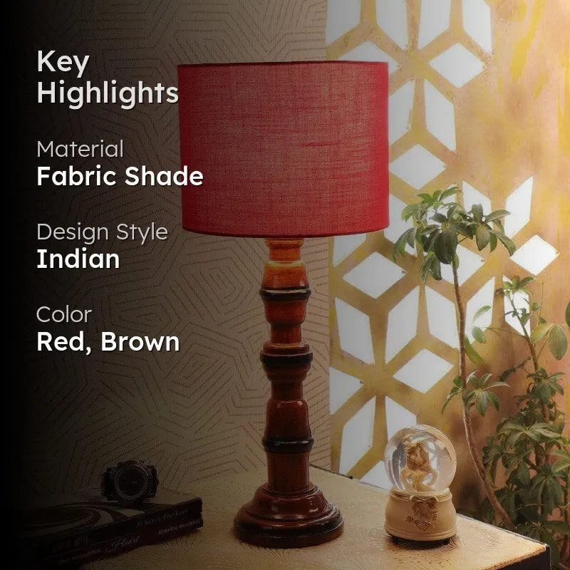 Bloss Winde Fabric Table Lamp - Red,Brown media 2