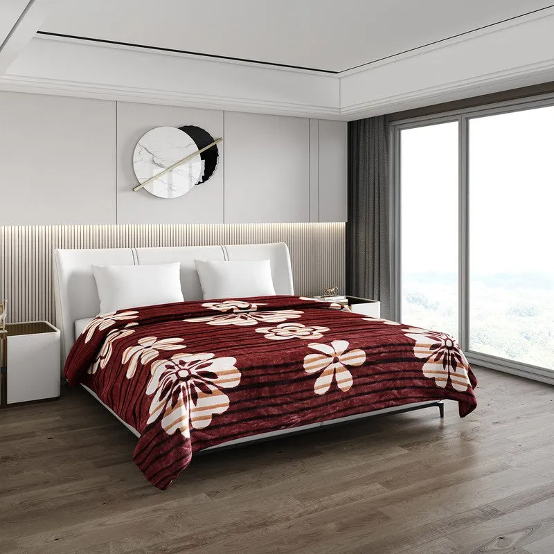 Monte Carlo Crimson Blossom Blanket (Brown) - 550 GSM media 1