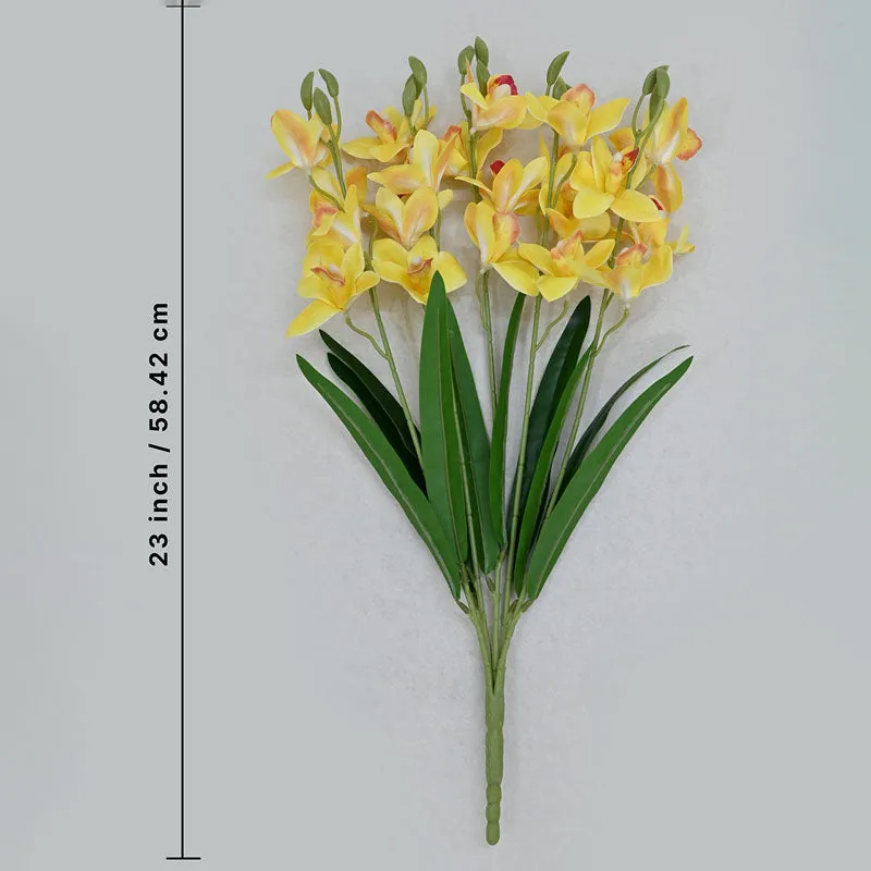 Faux Everlasting Cymbidium Everlasting Orchid Flower Stick - Yellow media 4