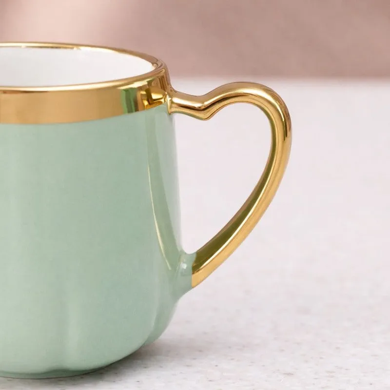Cupino Porcelain Tea Cup (220 mL Each,Green) - Set Of Six media 4