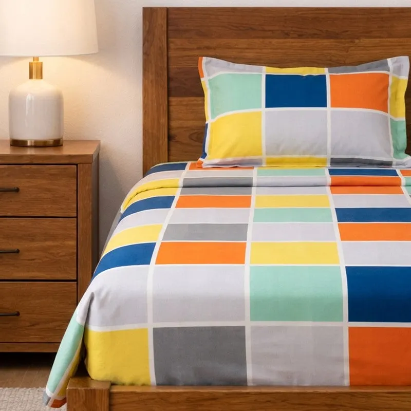 Hue Dazzle Checkered Microfiber Bedsheet - 110 GSM media 4