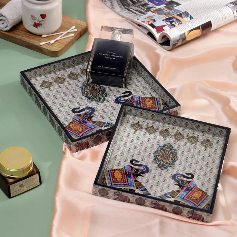 Soft Rose Serving Tray - Set Of Two media 1