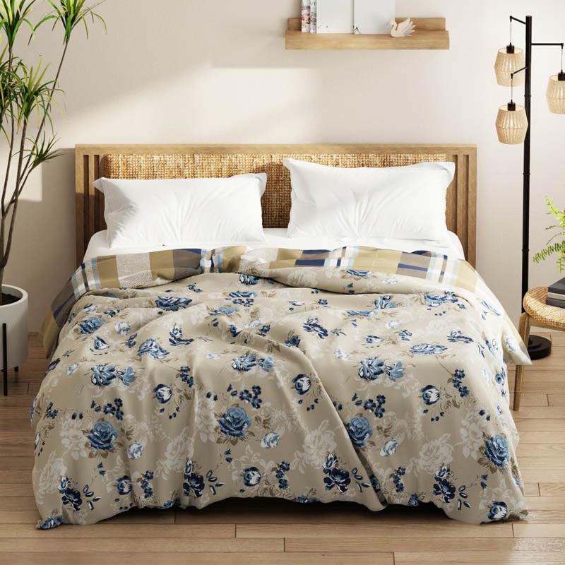 Vanya Floral Reversible Microfiber Comforter (Beige & Brown) - 120 GSM media 7