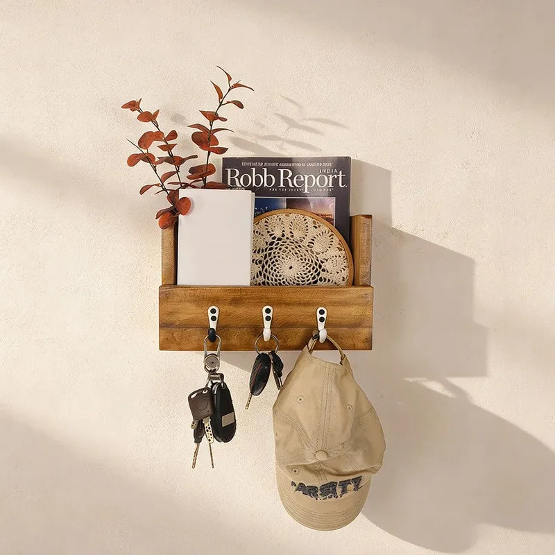 Karigar Wooden Wall Organiser with Key Holders media 3