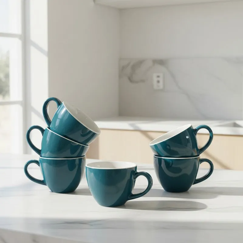 Ceramic Tea Cup (Deep Green/180 mL) - Set of Six media 1