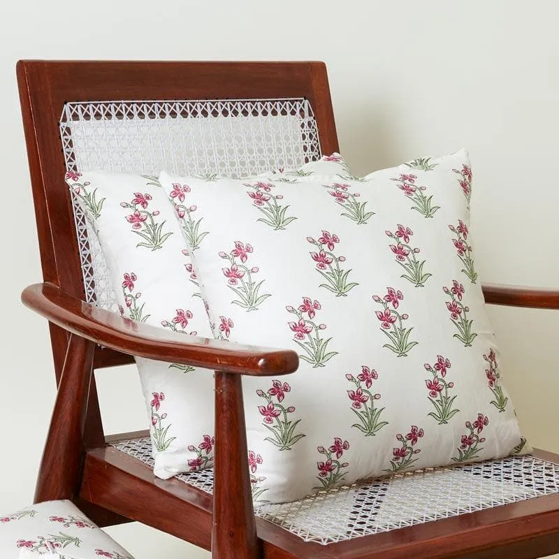 Gulmohar Bagh Cotton Cushion Cover (Pink) - Set Of Two media 2